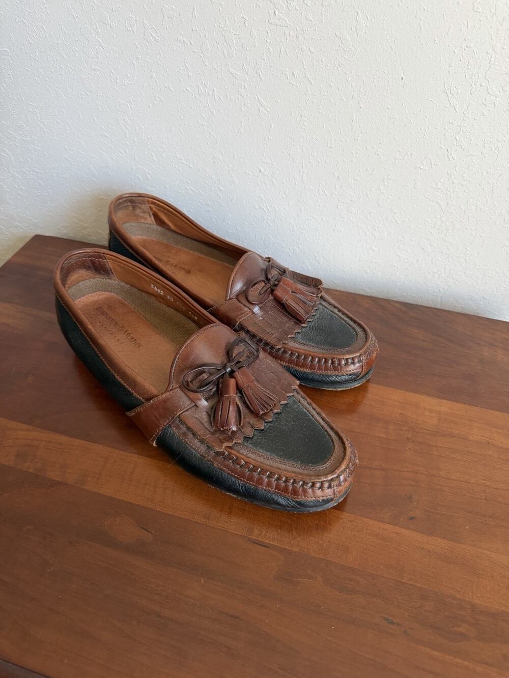 Johnston & Murphy Aragon II Kiltie Tassel Black Brown Leather Loafer Men’s 10.5